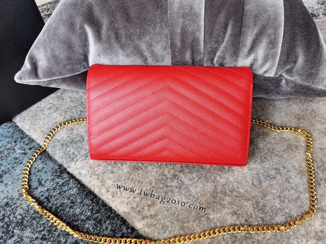 YSL专柜款女包 聖羅蘭經典款MONOGRAM魚子醬原廠皮信封包 YSL肩背斜挎包 377828  jjh1049